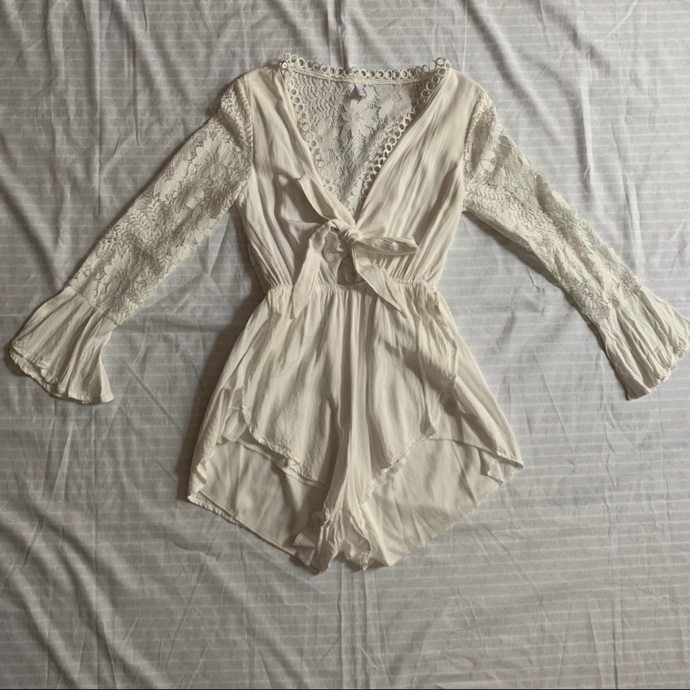 Front tie romper.